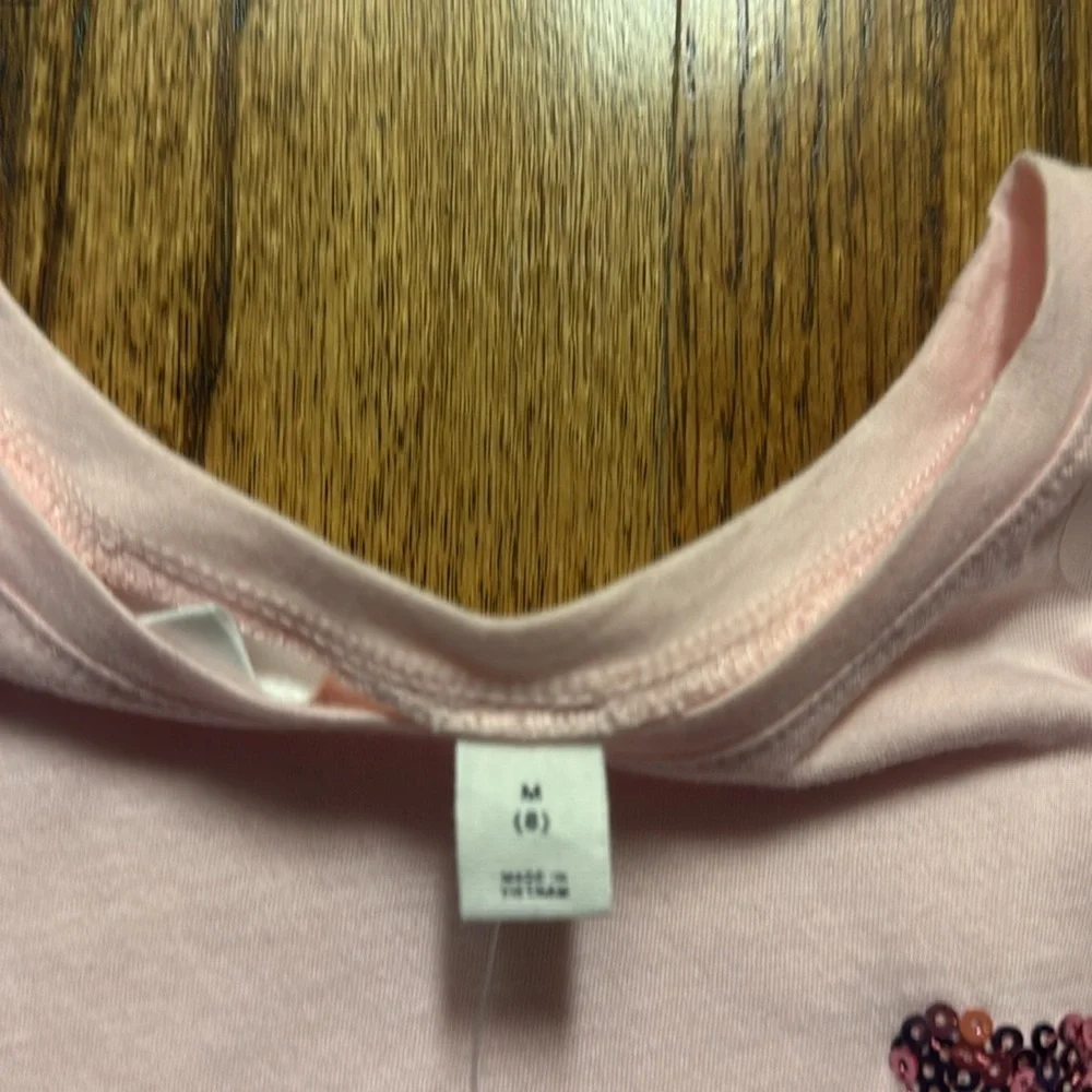 Gap kids girls sequined heart embellished pink T-shirt sizes M (8) & L (10) NWT
